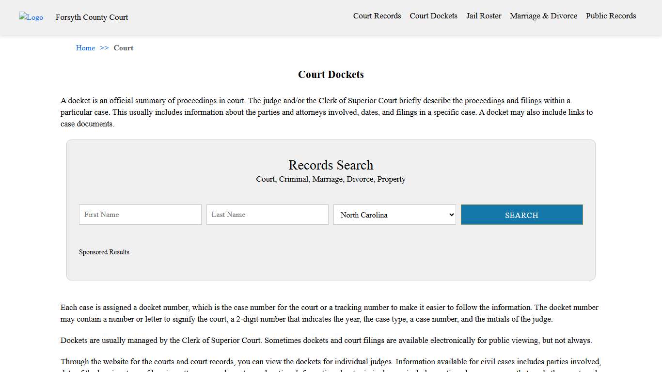 Court Dockets Forsyth County Court
